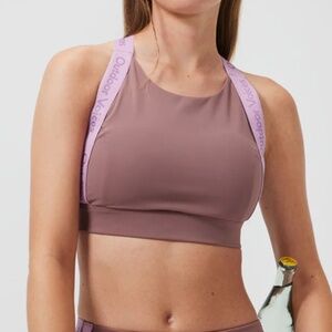 EUC Outdoor Voices Snacks Bra Deep Taupe Light Purple/Brown S
